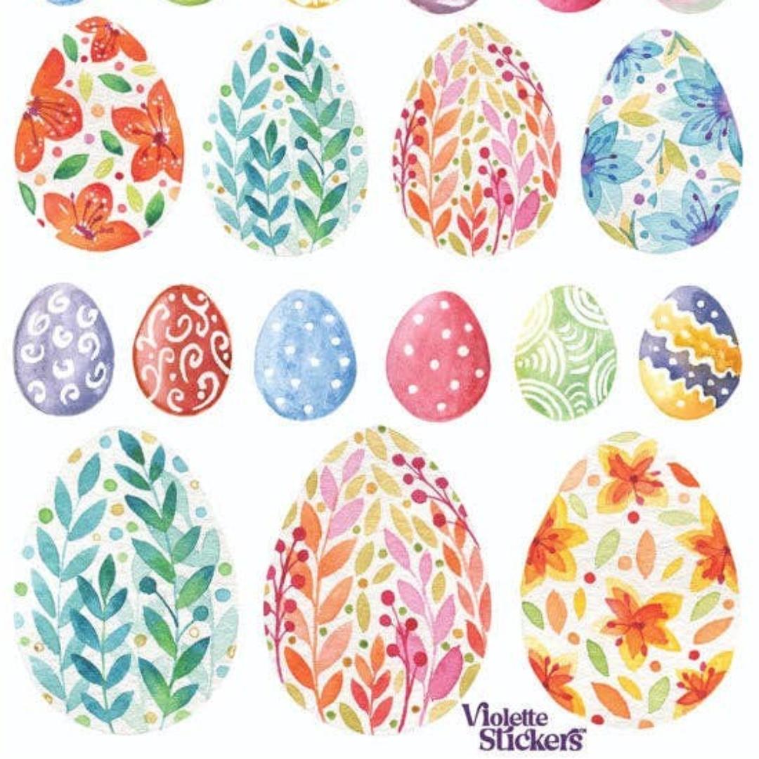 Easter Egg Stickers - Patterned Watercolor Easter Egg Sticker Sheet