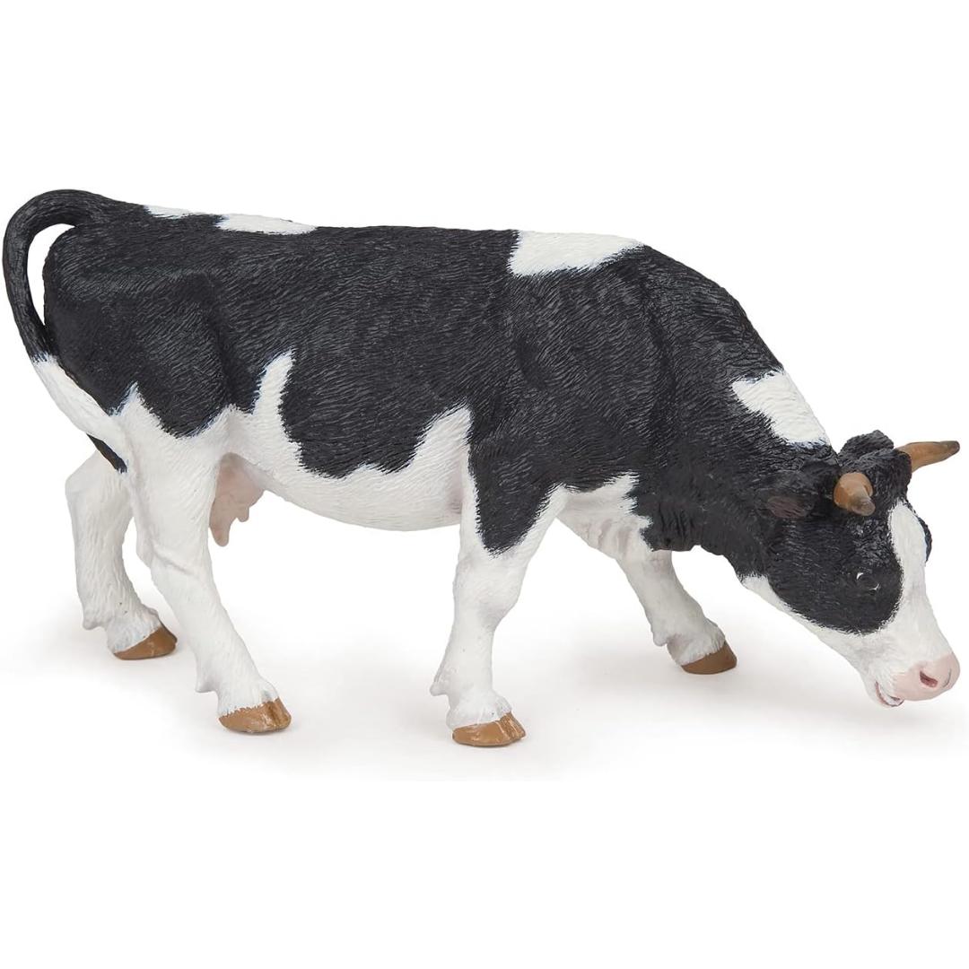 Black & White Cow Figurine - Hand Painted Farm Animal Toy Figure - Papo 51150
