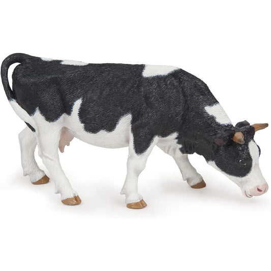 Black & White Cow Figurine - Hand Painted Farm Animal Toy Figure - Papo 51150
