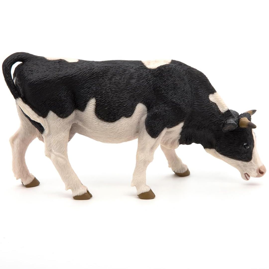 Black & White Cow Figurine - Hand Painted Farm Animal Toy Figure - Papo 51150