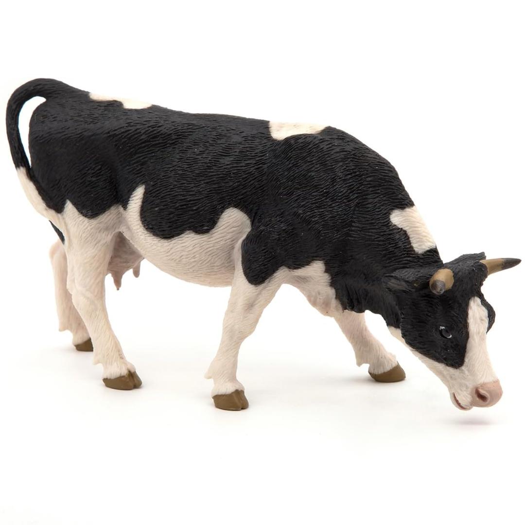 Black & White Cow Figurine - Hand Painted Farm Animal Toy Figure - Papo 51150