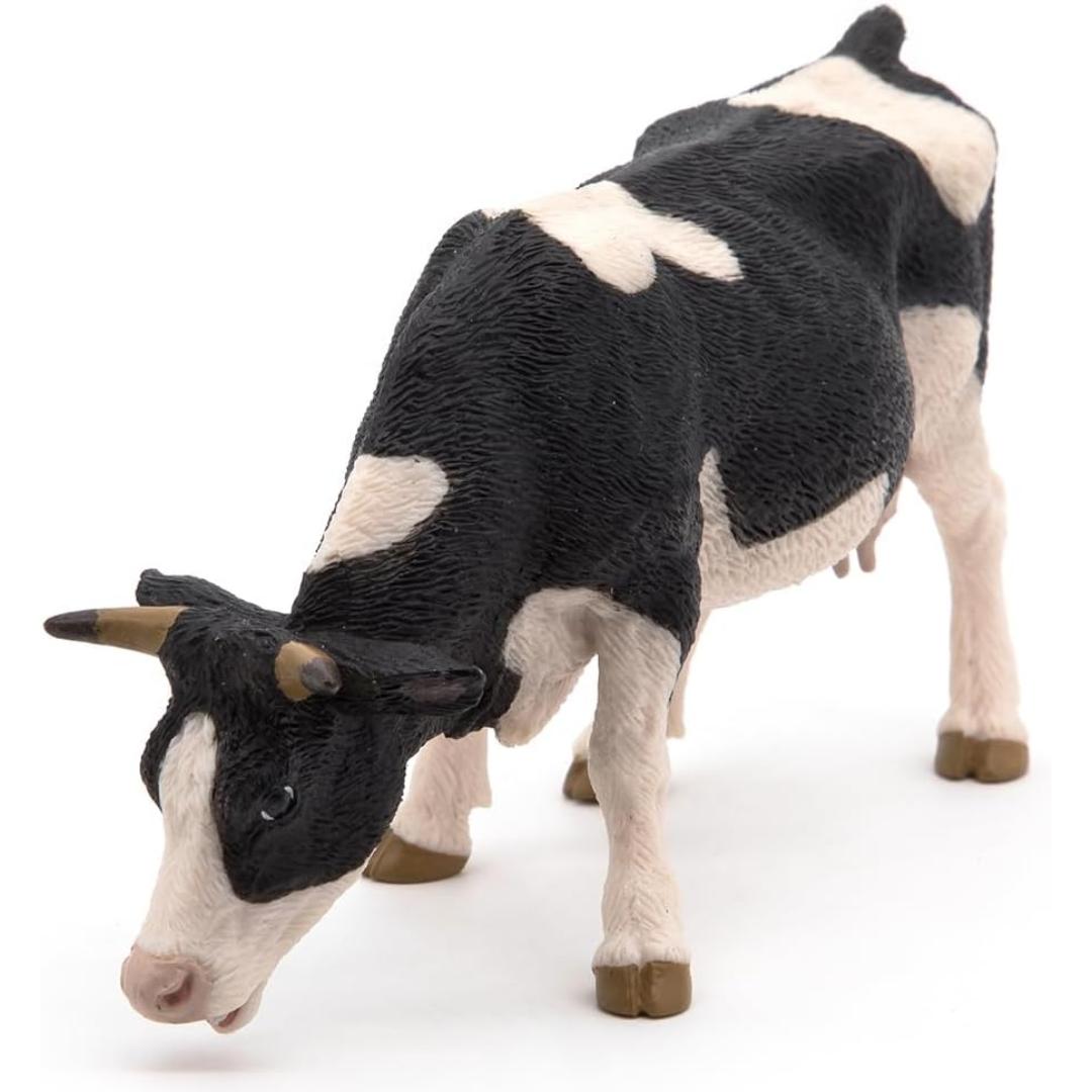 Black & White Cow Figurine - Hand Painted Farm Animal Toy Figure - Papo 51150