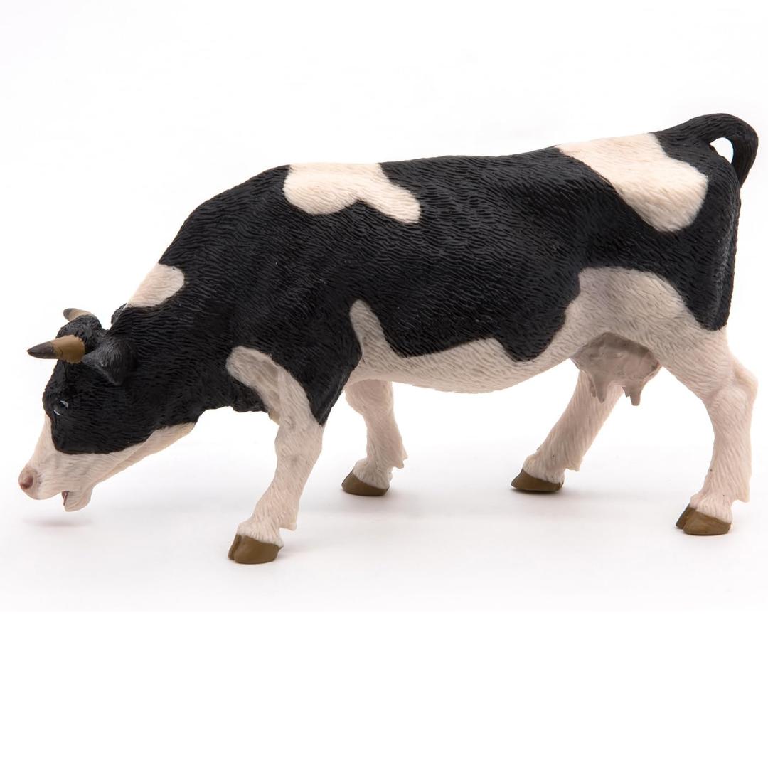 Black & White Cow Figurine - Hand Painted Farm Animal Toy Figure - Papo 51150