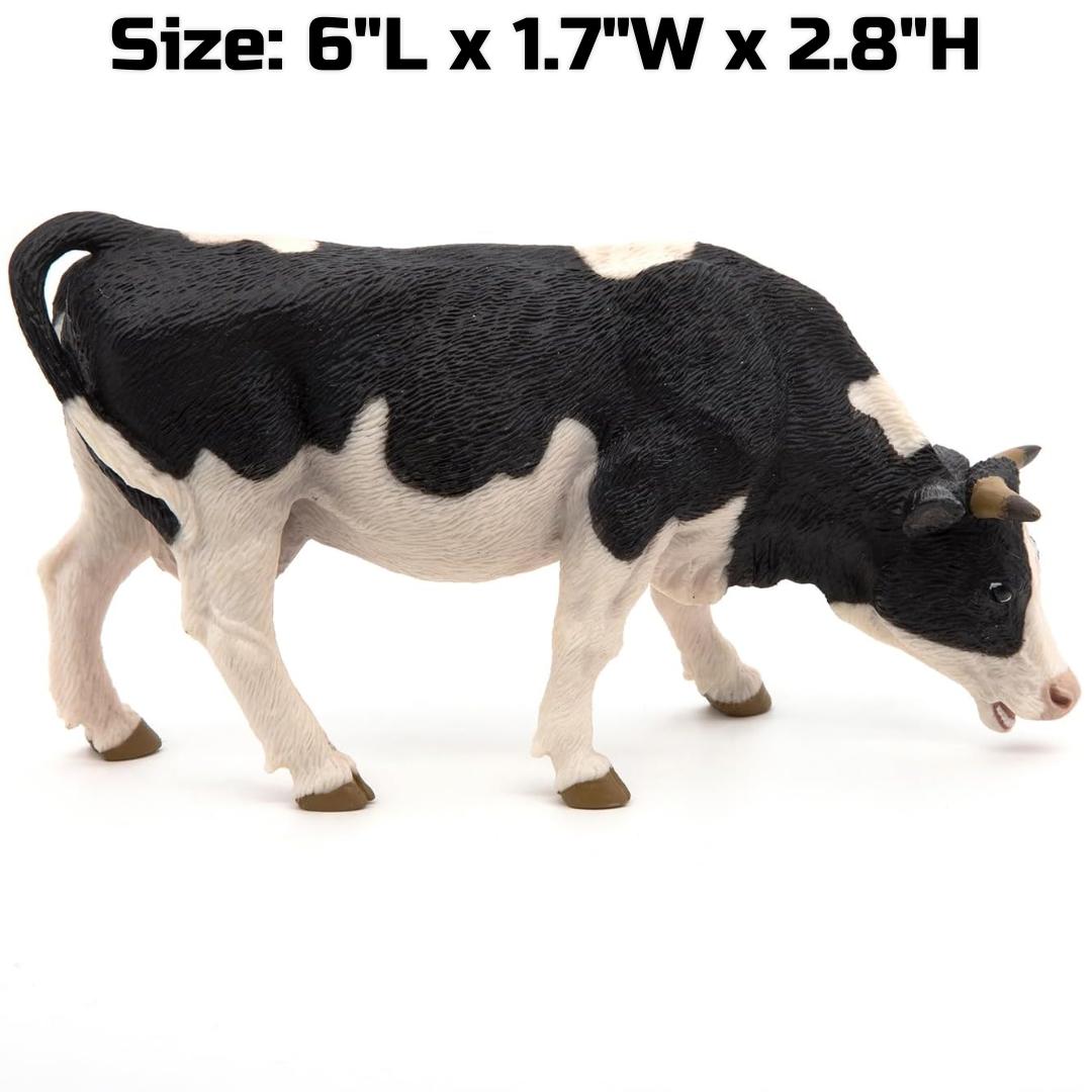 Black & White Cow Figurine - Hand Painted Farm Animal Toy Figure - Papo 51150