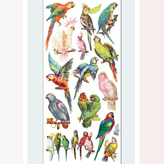 Parrots & Parakeets Stickers - Tropical Birds of Paradise Sticker Sheet