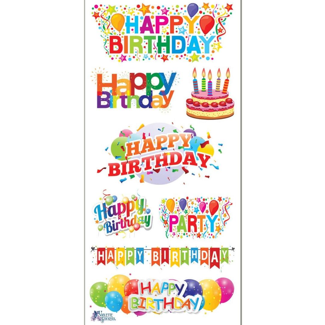 Happy Birthday Stickers - Colorful Rainbow Sticker Sheets