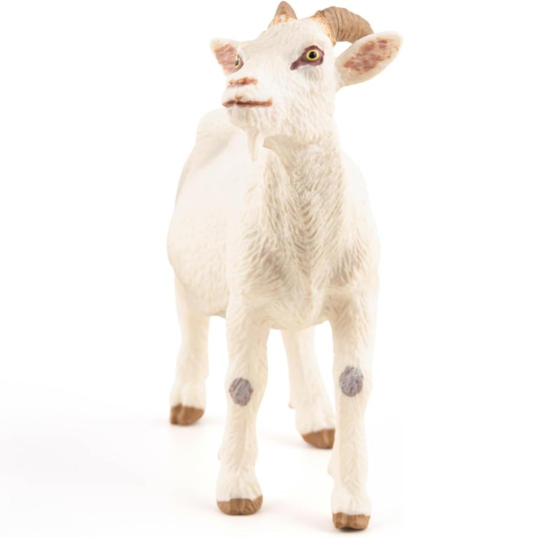 White Nanny Goat Figurine - Hand Painted Farm Animal Toy Figure - Papo 51144