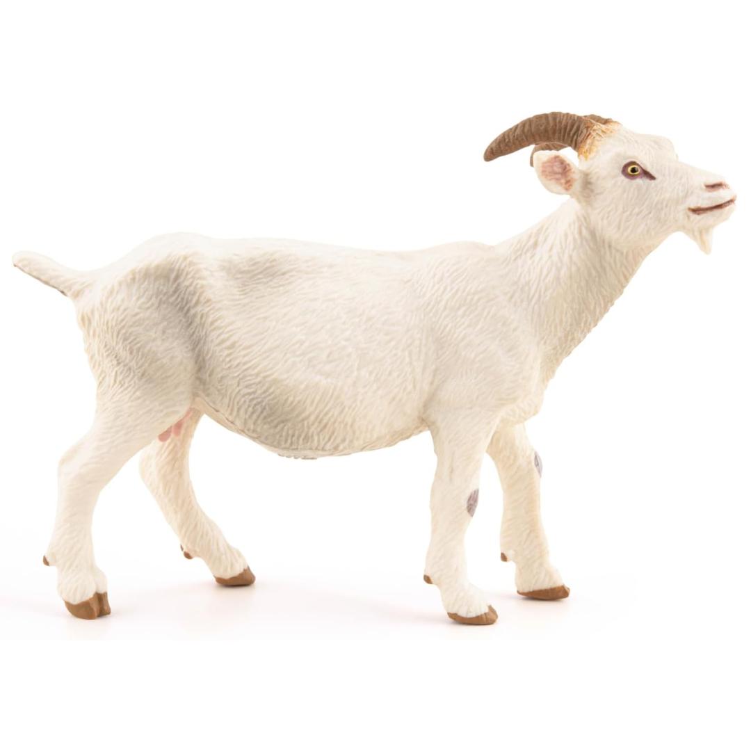 White Nanny Goat Figurine - Hand Painted Farm Animal Toy Figure - Papo 51144