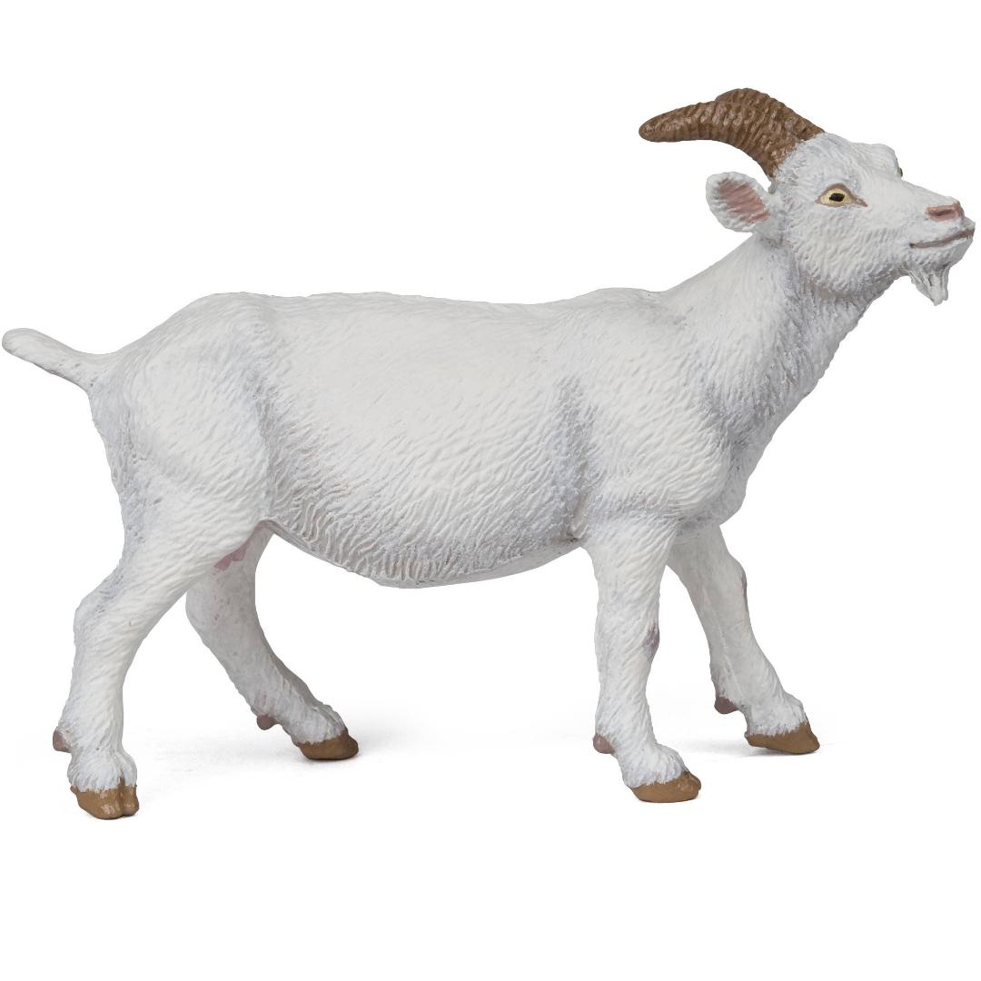 White Nanny Goat Figurine - Hand Painted Farm Animal Toy Figure - Papo 51144
