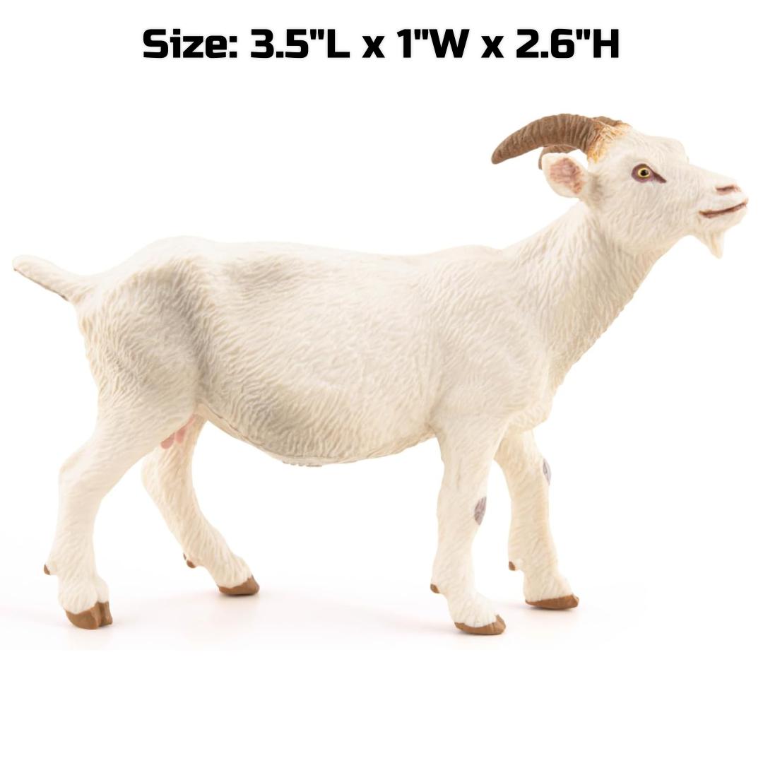 White Nanny Goat Figurine - Hand Painted Farm Animal Toy Figure - Papo 51144
