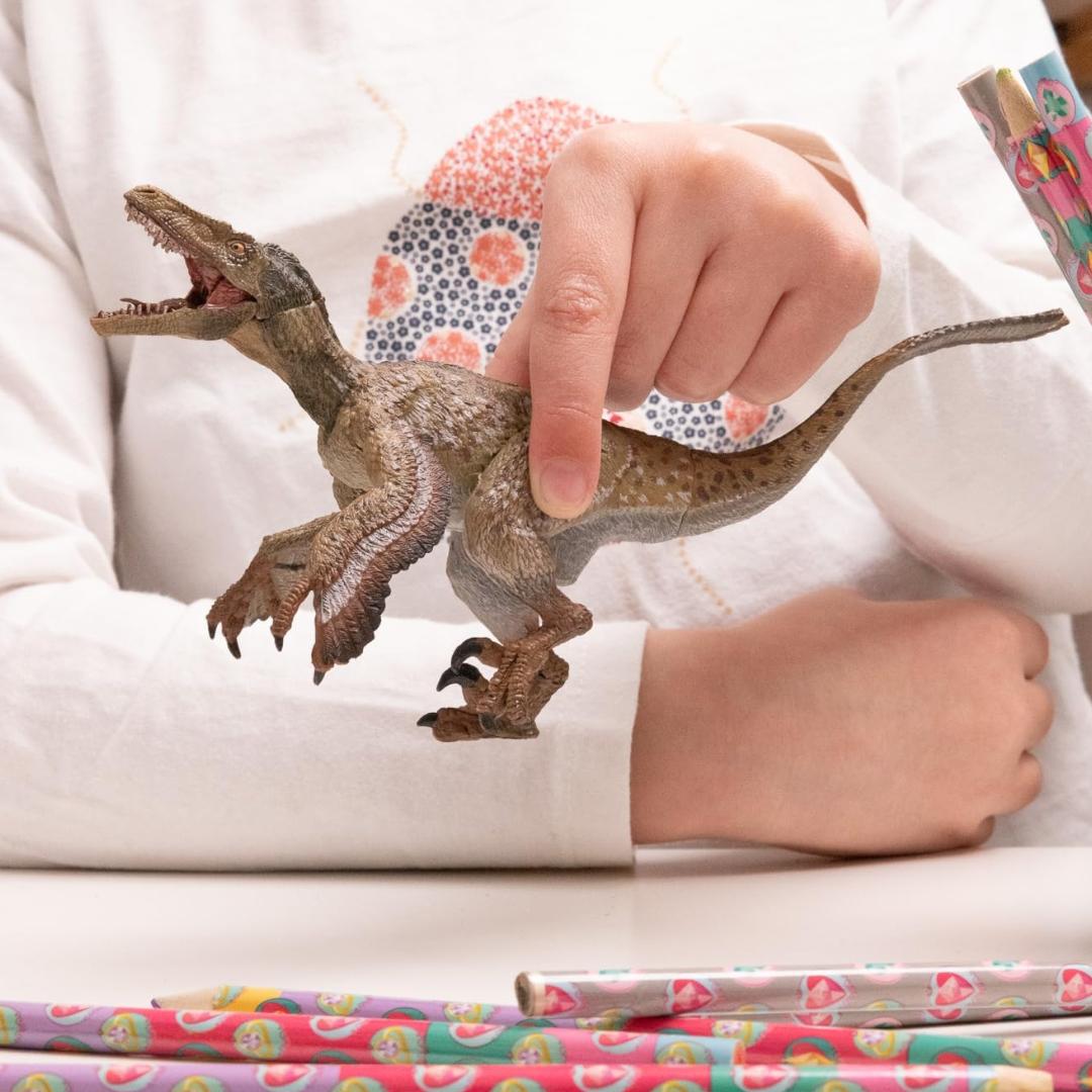 Feathered Velociraptor Figurine - Hand Painted Prehistoric Toy Figure - Papo 55086