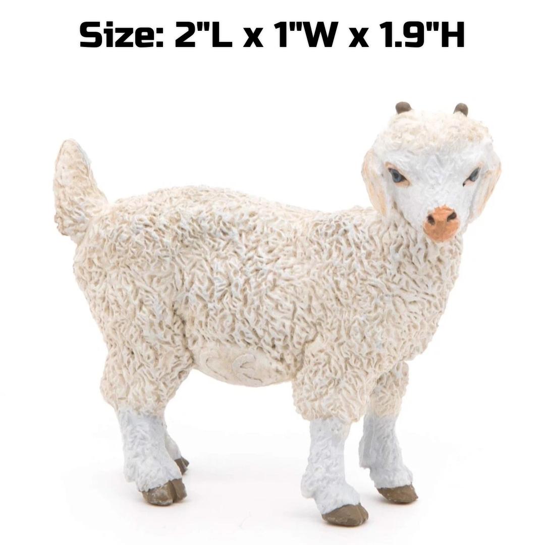 Young Angora Goat Figurine - Hand Painted Farm Animal Figure - Papo 51171