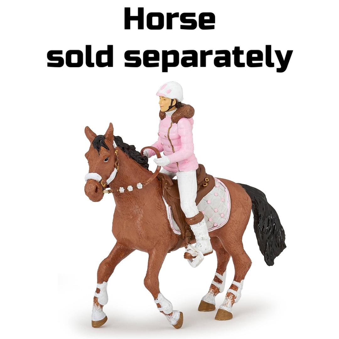 Winter Riding Girl Figurine - Hand Painted Horse Rider Toy Figure - Papo 52011