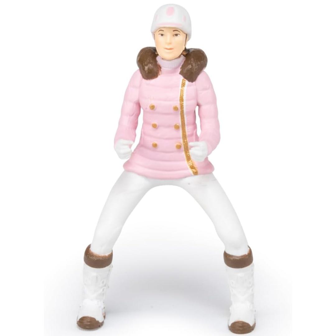 Winter Riding Girl Figurine - Hand Painted Horse Rider Toy Figure - Papo 52011