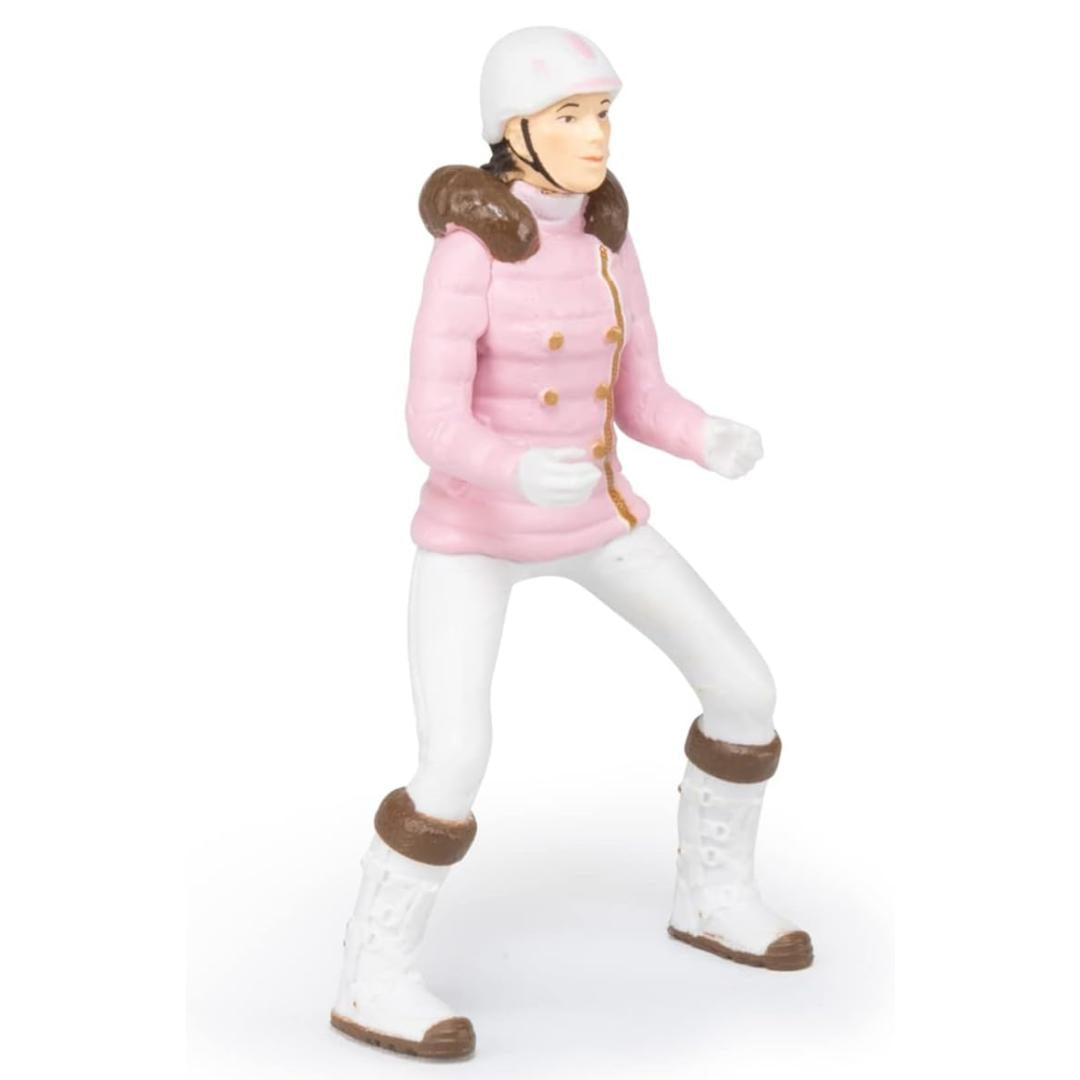 Winter Riding Girl Figurine - Hand Painted Horse Rider Toy Figure - Papo 52011