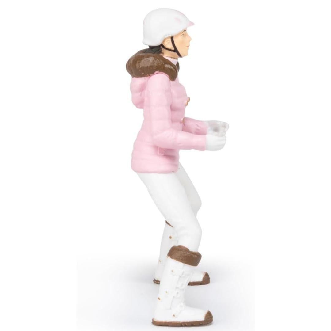 Winter Riding Girl Figurine - Hand Painted Horse Rider Toy Figure - Papo 52011