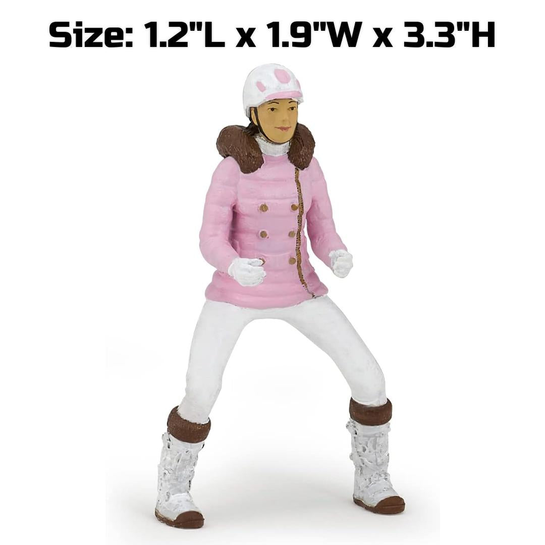 Winter Riding Girl Figurine - Hand Painted Horse Rider Toy Figure - Papo 52011