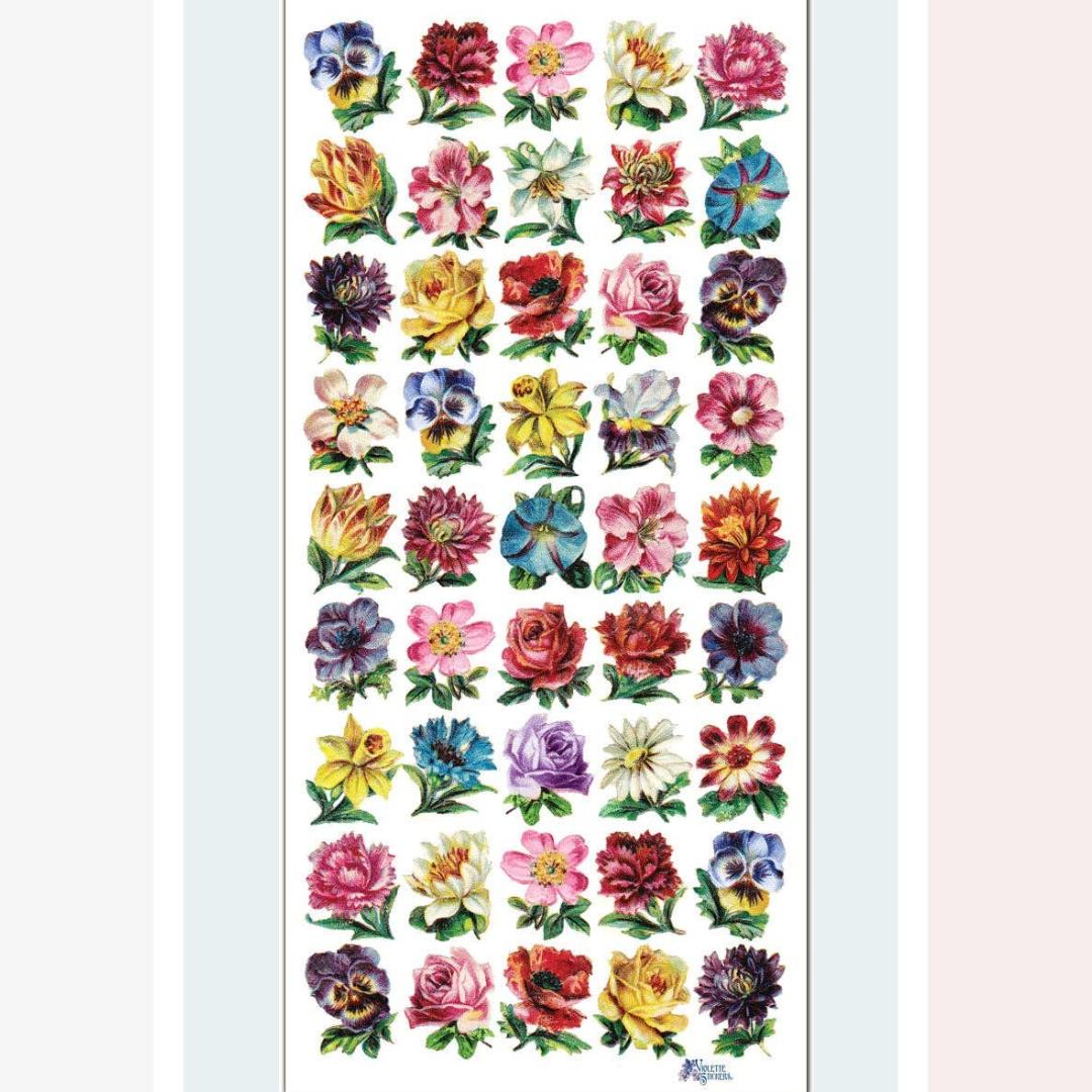 Mini Flower Stickers - Colorful Flowers Sticker Sheets