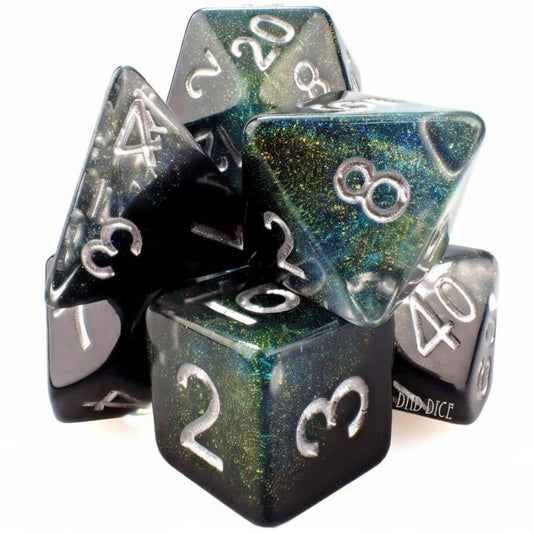 DND Dice Set - Tar Pits - 7 Resin Dice - Fantasy RPG Tabletop Gaming