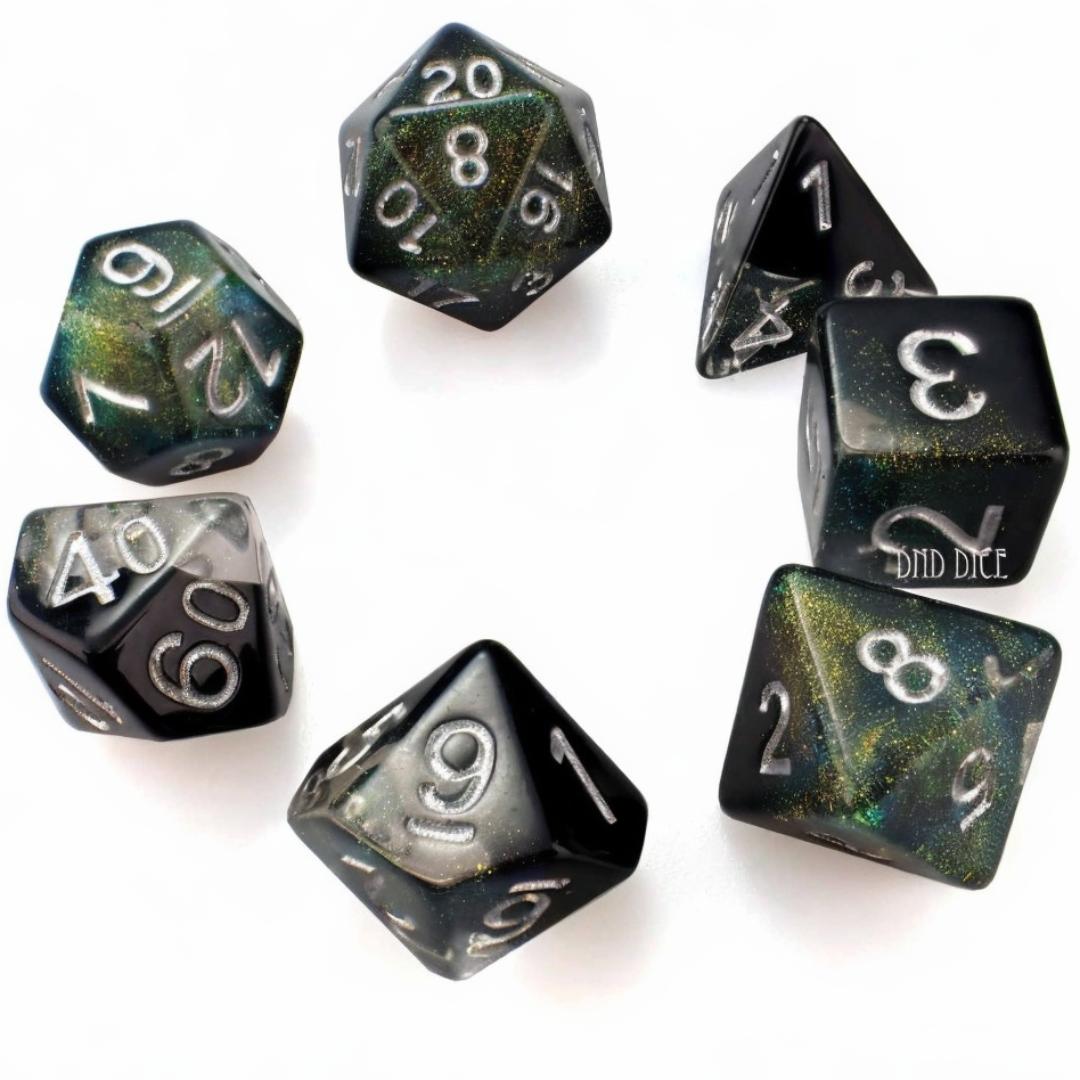 DND Dice Set - Tar Pits - 7 Resin Dice - Fantasy RPG Tabletop Gaming