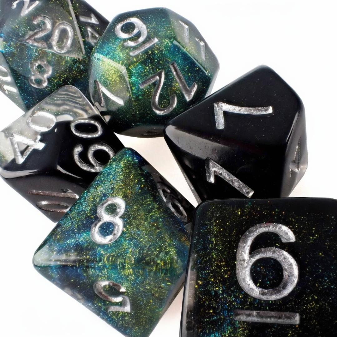 DND Dice Set - Tar Pits - 7 Resin Dice - Fantasy RPG Tabletop Gaming