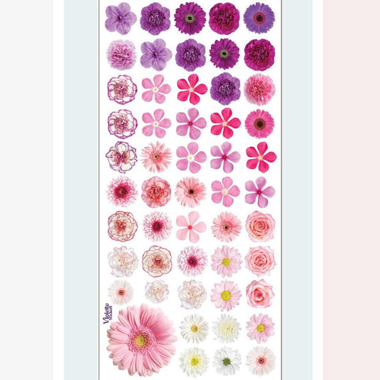 Mini Pink Flower Stickers - Miniature Flowers Sticker Sheet