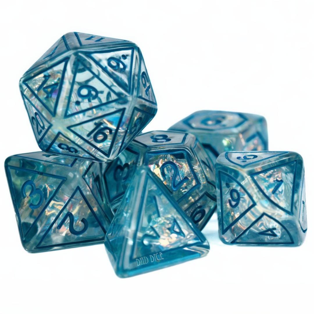 DND Dice Set - Crypto Mint - 7 Resin Dice - Fantasy RPG Tabletop Gaming