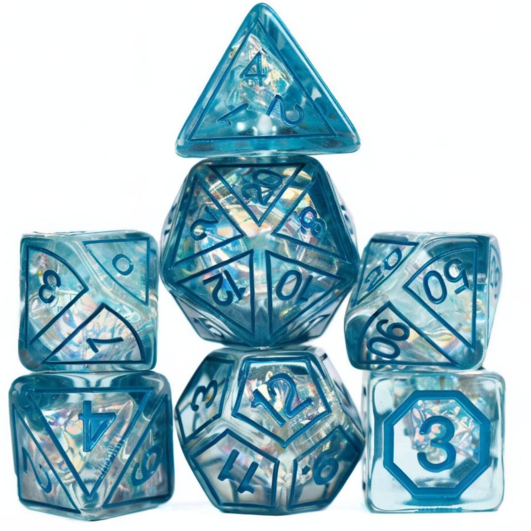 DND Dice Set - Crypto Mint - 7 Resin Dice - Fantasy RPG Tabletop Gaming