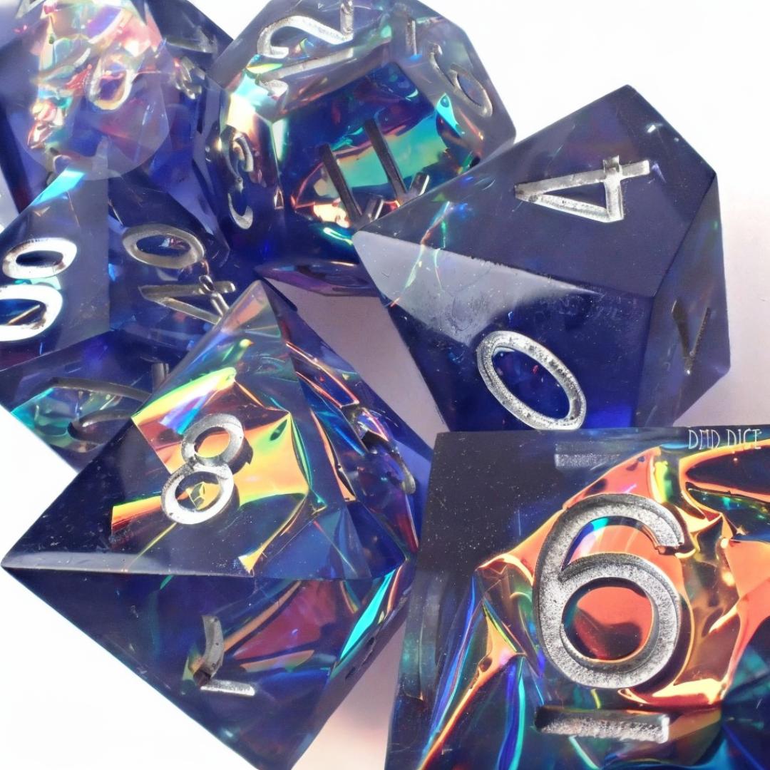 DND Dice Set - Alternate Reality - 7 Handmade Resin Dice - RETIRED Set - Fantasy RPG Tabletop Gaming