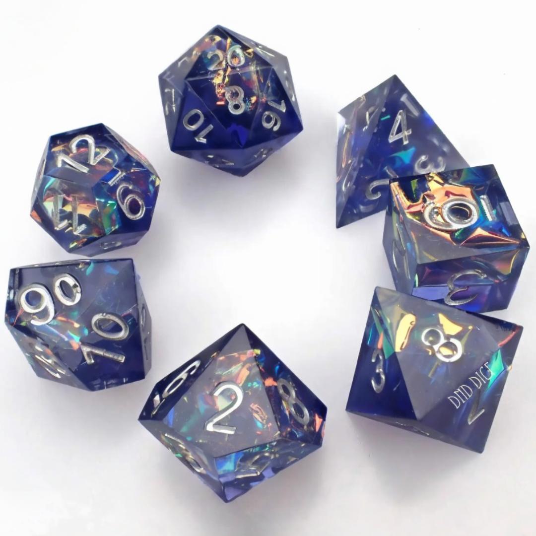DND Dice Set - Alternate Reality - 7 Handmade Resin Dice - RETIRED Set - Fantasy RPG Tabletop Gaming