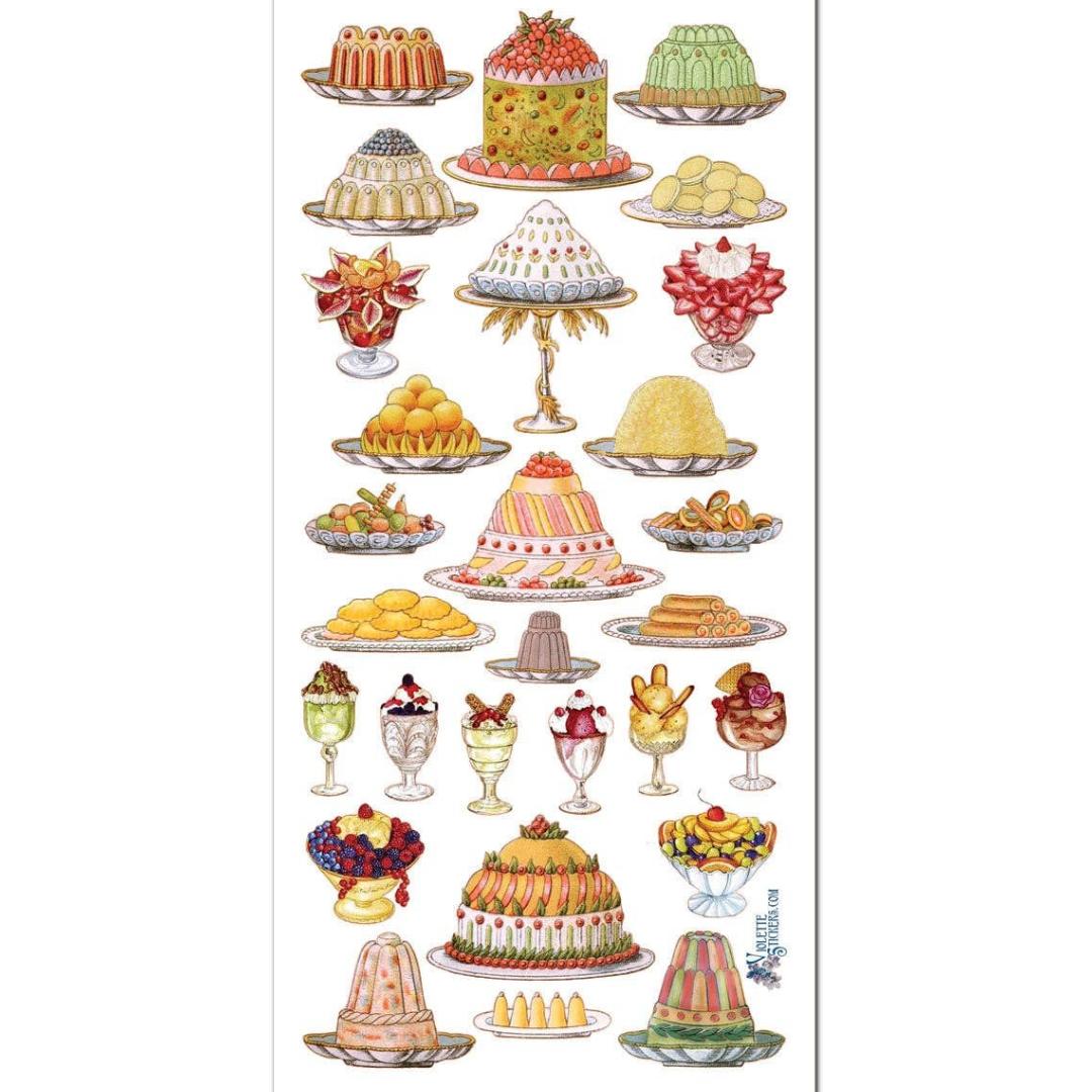 French Desserts Stickers - Vintage Sweet Treats Sticker Sheets