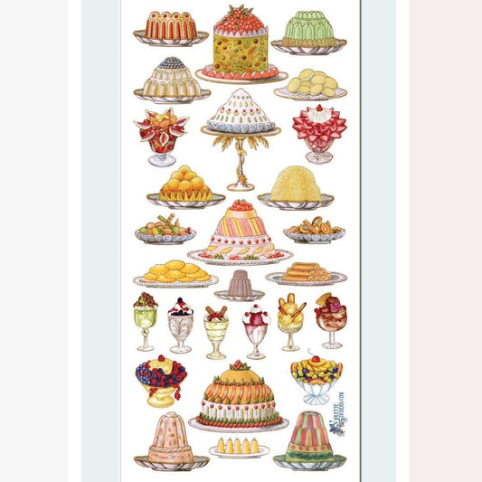 French Desserts Stickers - Vintage Sweet Treats Sticker Sheet
