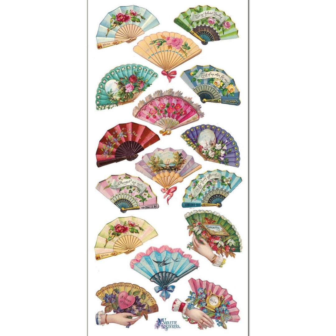 Victorian Fan Stickers - Vintage Fans Sticker Sheet