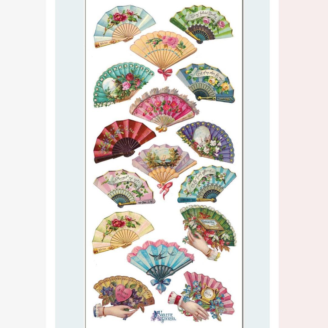 Victorian Fan Stickers - Vintage Fans Sticker Sheet
