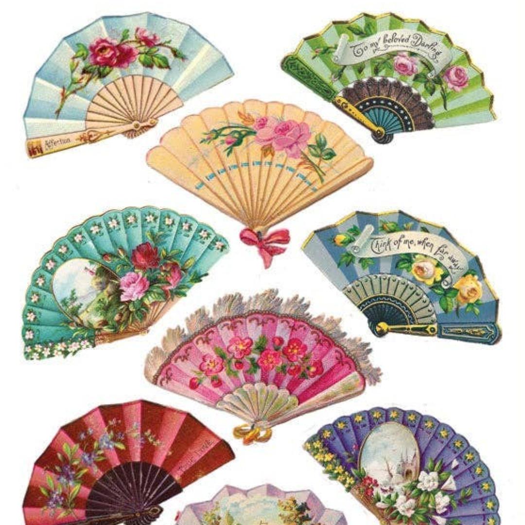 Victorian Fan Stickers - Vintage Fans Sticker Sheet