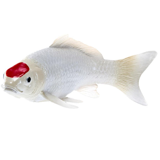 Koi Carp Fish Figurine - Tancho Koi (Red Dot) Hand Painted Toy Figure - Mojo