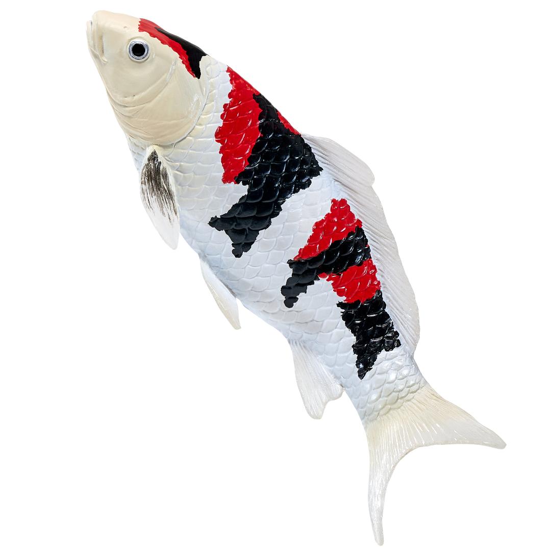 Koi Carp Fish Figurine - Showa Sanshoku Koi (Tri Colour) Hand Painted Toy Figure - Mojo