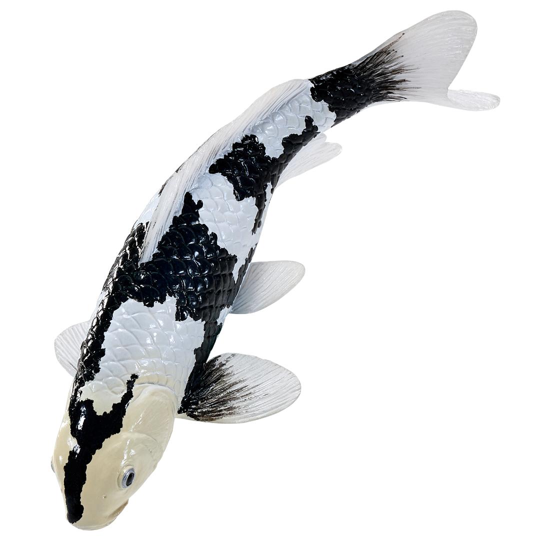 Koi Carp Fish Figurine - Shiro Utsuri Koi (Black & White) Hand Painted Toy Figure - Mojo