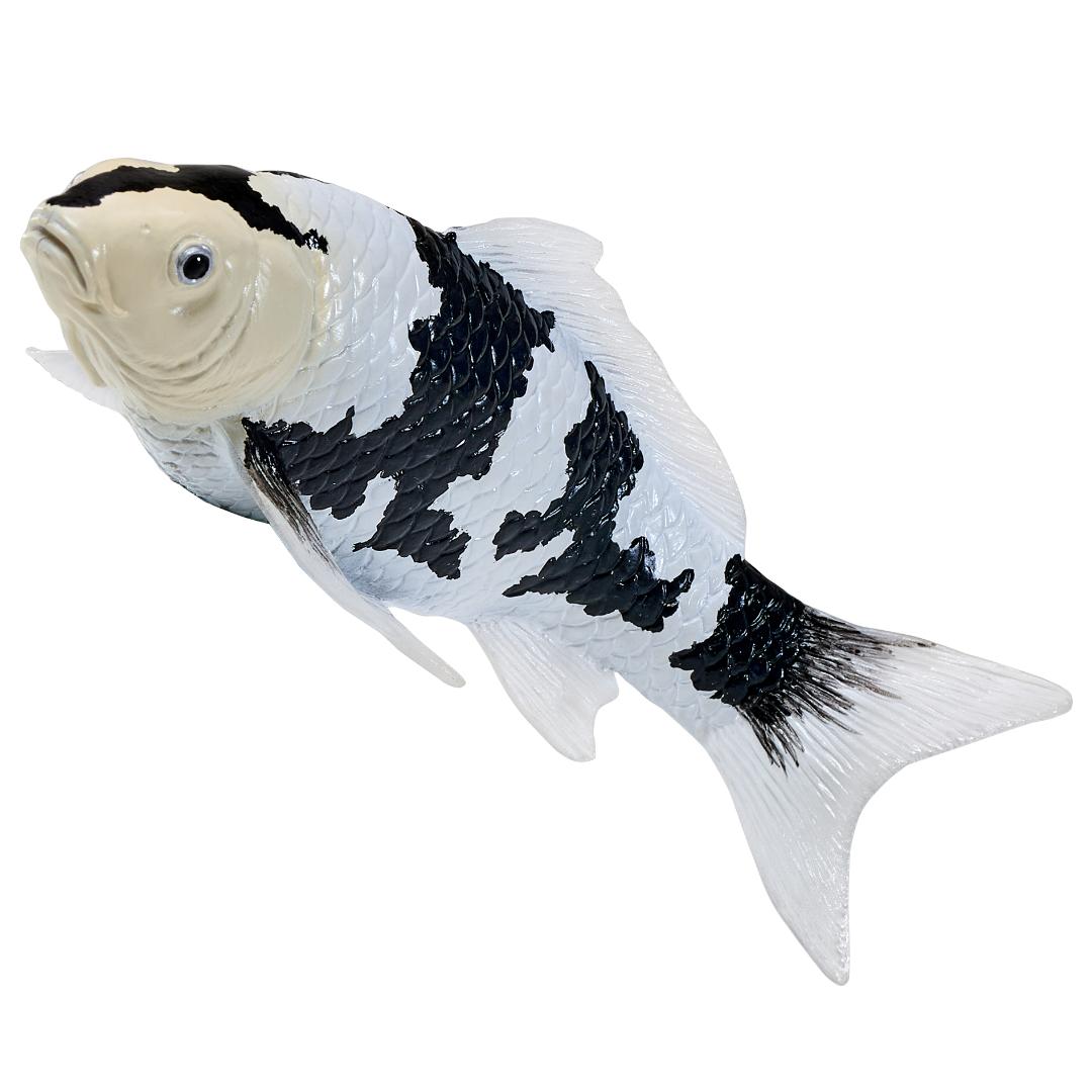 Koi Carp Fish Figurine - Shiro Utsuri Koi (Black & White) Hand Painted Toy Figure - Mojo