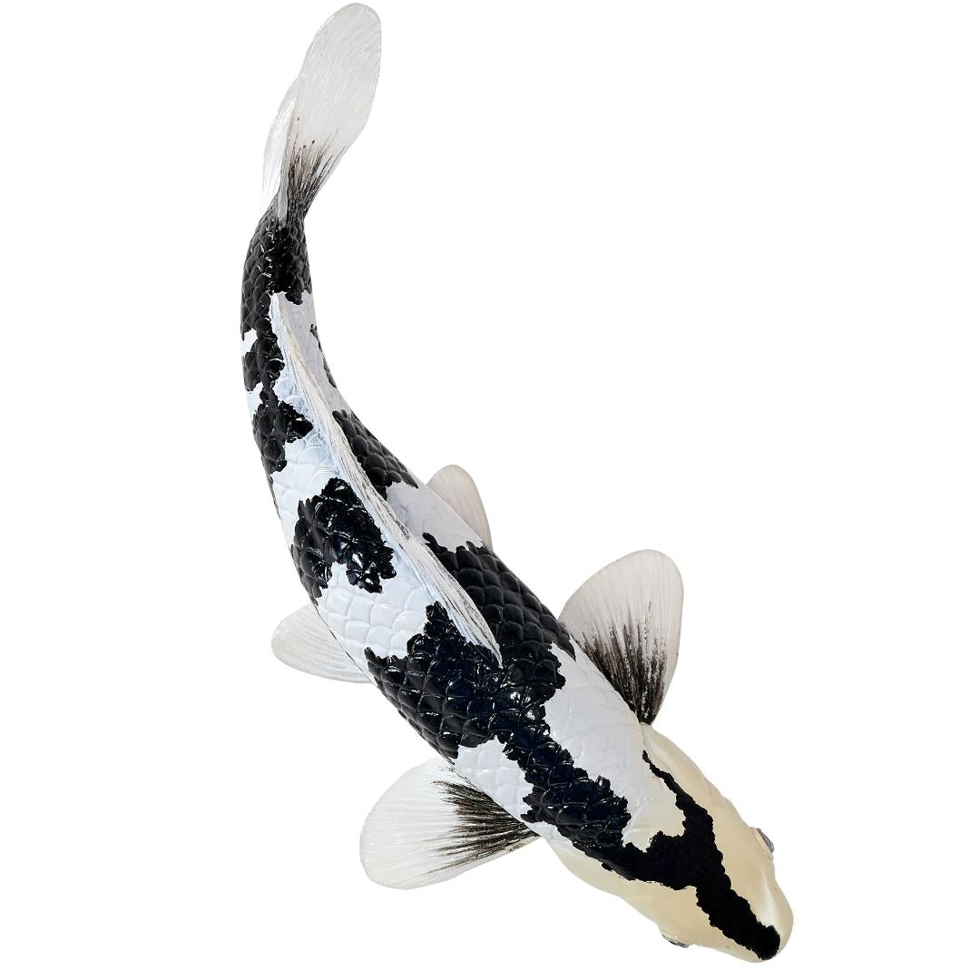 Koi Carp Fish Figurine - Shiro Utsuri Koi (Black & White) Hand Painted Toy Figure - Mojo