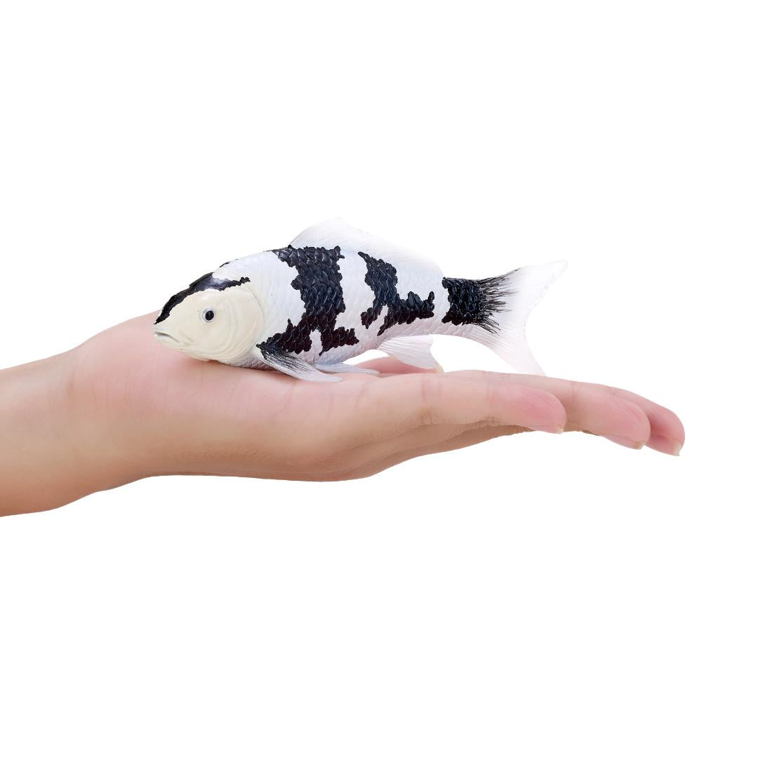 Koi Carp Fish Figurine - Shiro Utsuri Koi (Black & White) Hand Painted Toy Figure - Mojo