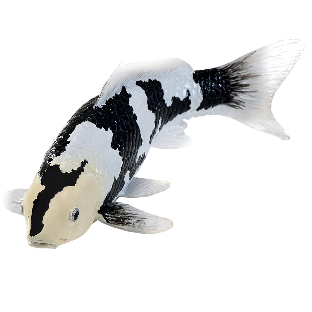 Koi Carp Fish Figurine - Shiro Utsuri Koi (Black & White) Hand Painted Toy Figure - Mojo
