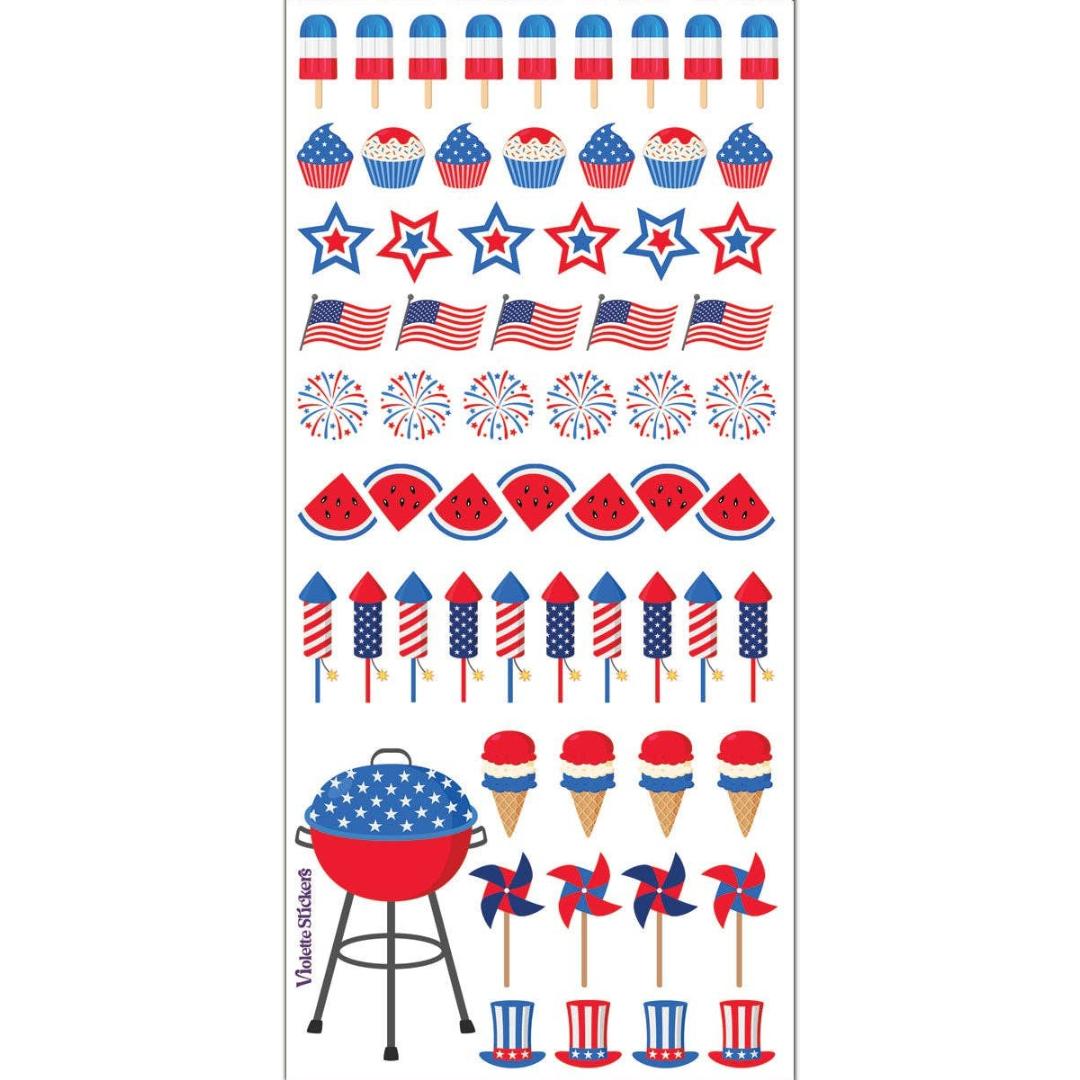 Mini 4th of July Stickers - Summer Fun Sticker Sheet