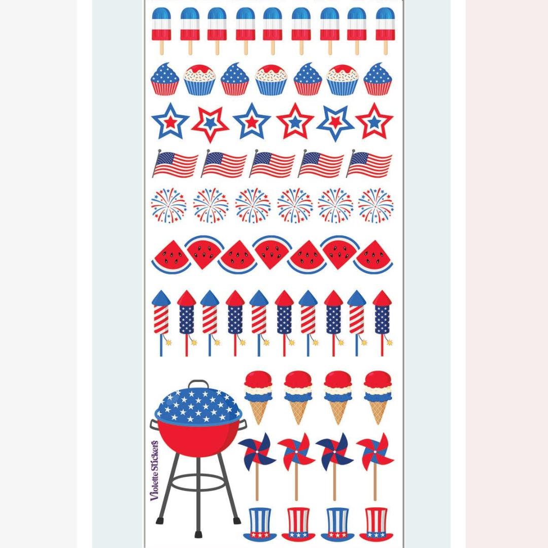 Mini 4th of July Stickers - Summer Fun Sticker Sheet