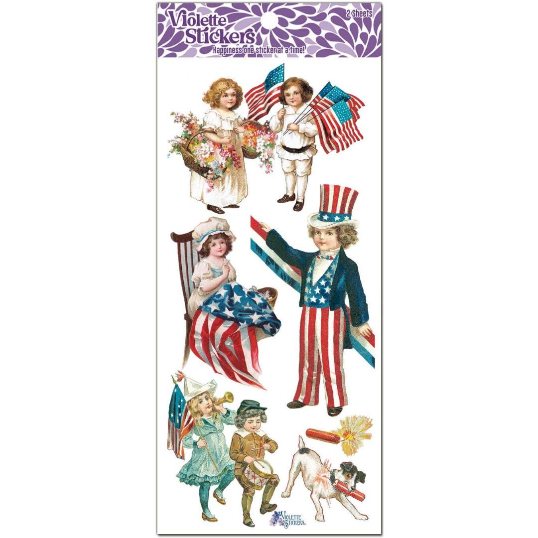 July 4th Stickers - Vintage Patriotic Sticker Sheet