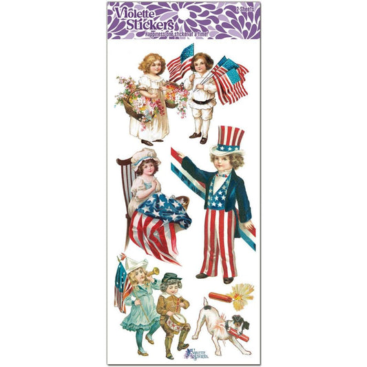 July 4th Stickers - Vintage Patriotic Sticker Sheet