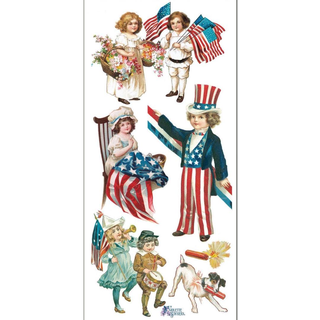 July 4th Stickers - Vintage Patriotic Sticker Sheet