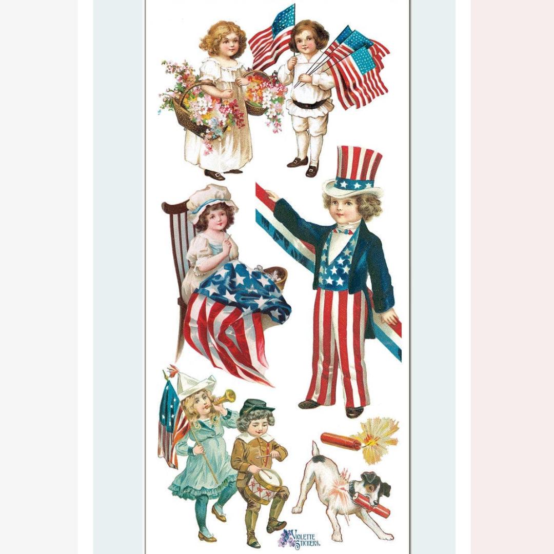 July 4th Stickers - Vintage Patriotic Sticker Sheet