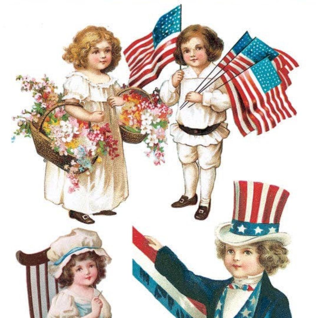 July 4th Stickers - Vintage Patriotic Sticker Sheet