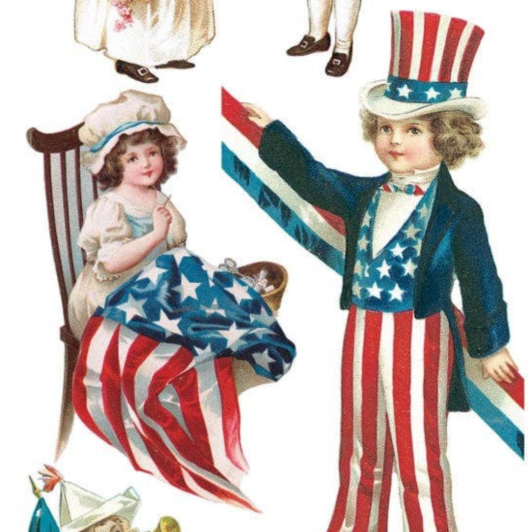 July 4th Stickers - Vintage Patriotic Sticker Sheet